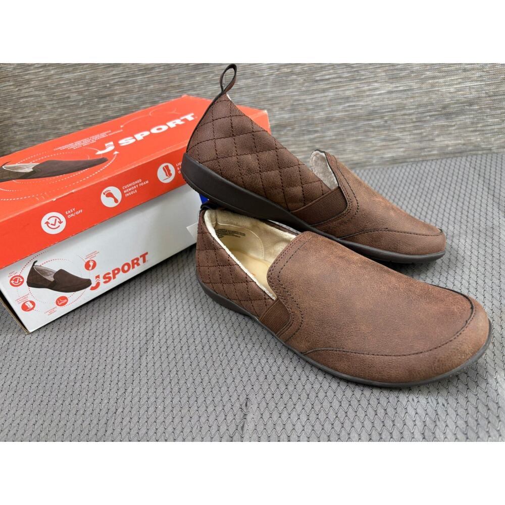 J Sport Lisa Slippers Women’s Size 7M Brown Quilted Moc Comfort Shoes NEW